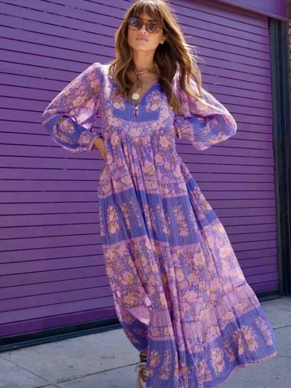 Spell Lavender Floral Boho Maxi Dress - Picture 2 of 8